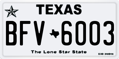 TX license plate BFV6003