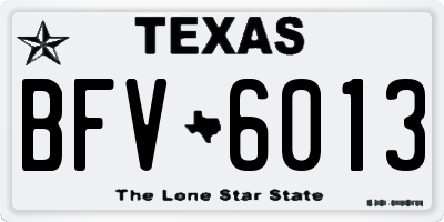 TX license plate BFV6013
