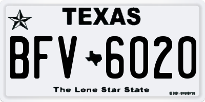TX license plate BFV6020