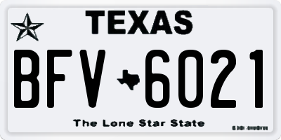 TX license plate BFV6021