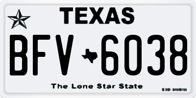 TX license plate BFV6038