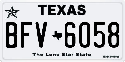 TX license plate BFV6058