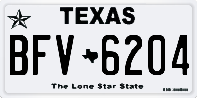 TX license plate BFV6204