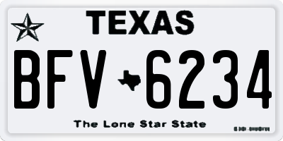 TX license plate BFV6234