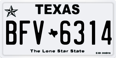 TX license plate BFV6314