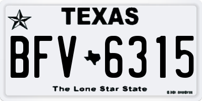 TX license plate BFV6315