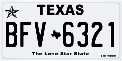 TX license plate BFV6321