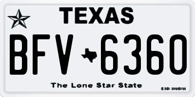 TX license plate BFV6360