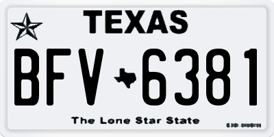 TX license plate BFV6381