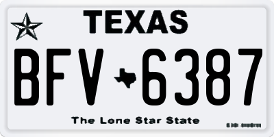 TX license plate BFV6387