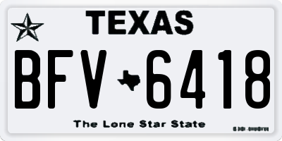 TX license plate BFV6418