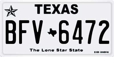 TX license plate BFV6472