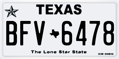 TX license plate BFV6478