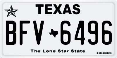 TX license plate BFV6496