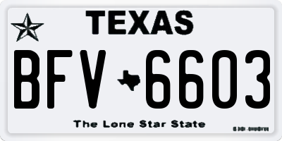 TX license plate BFV6603