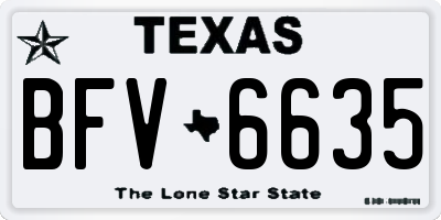 TX license plate BFV6635
