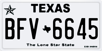 TX license plate BFV6645