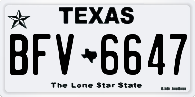 TX license plate BFV6647
