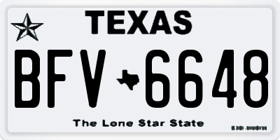 TX license plate BFV6648