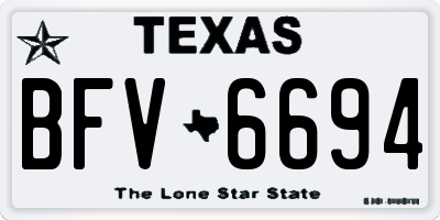 TX license plate BFV6694
