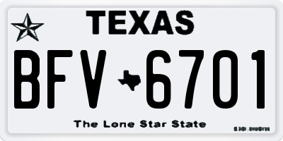 TX license plate BFV6701