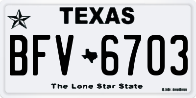 TX license plate BFV6703