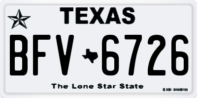 TX license plate BFV6726