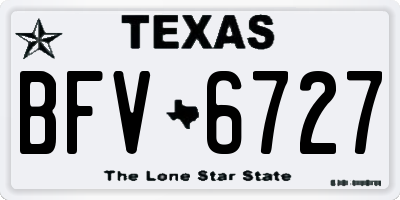 TX license plate BFV6727