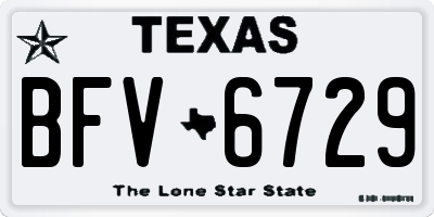 TX license plate BFV6729