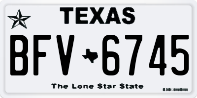 TX license plate BFV6745