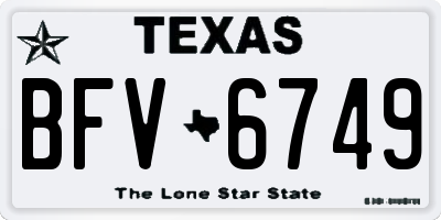 TX license plate BFV6749