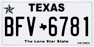 TX license plate BFV6781