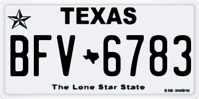 TX license plate BFV6783