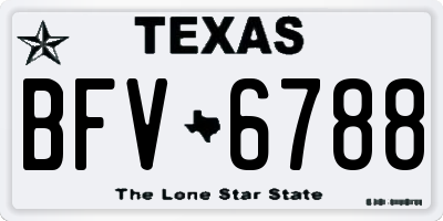 TX license plate BFV6788