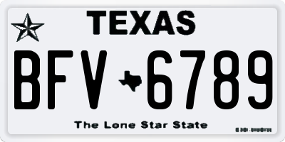 TX license plate BFV6789