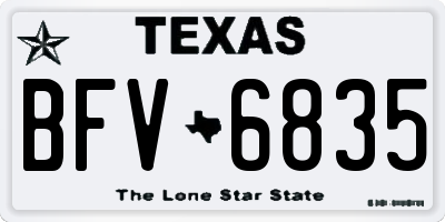 TX license plate BFV6835