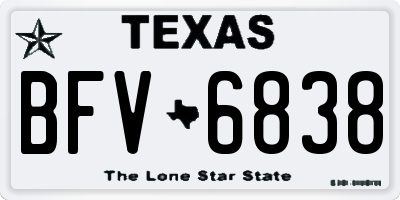 TX license plate BFV6838
