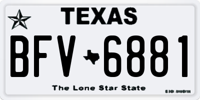 TX license plate BFV6881