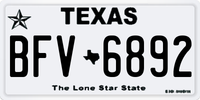 TX license plate BFV6892