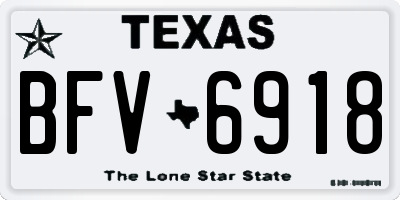 TX license plate BFV6918