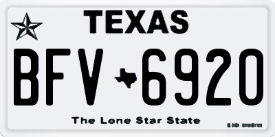 TX license plate BFV6920