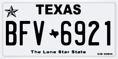 TX license plate BFV6921