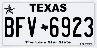 TX license plate BFV6923