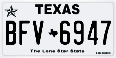 TX license plate BFV6947