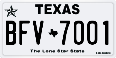 TX license plate BFV7001