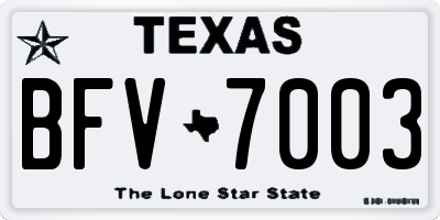 TX license plate BFV7003