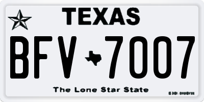 TX license plate BFV7007
