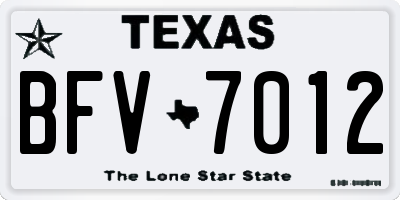 TX license plate BFV7012