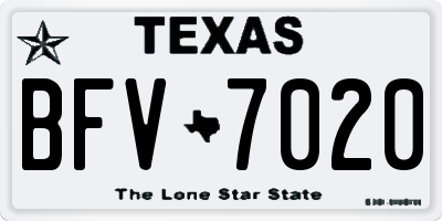 TX license plate BFV7020