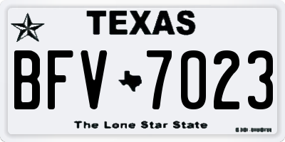 TX license plate BFV7023